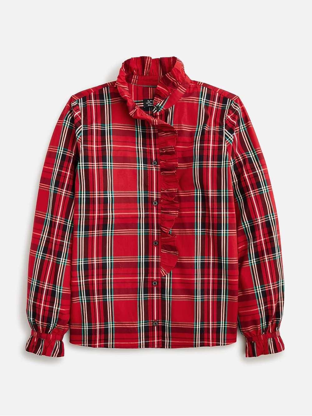 NWT J. Crew Cottage Top in Plaid Cotton Poplin Red size 10